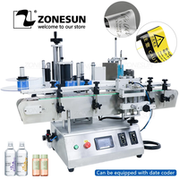 ZONESUN TB-500A automatyczne podwójne boki naklejki etykiety z drukarka kodów kreskowych Jar woda PET okrągła butelka pozycjonowanie i maszyna do etykietowania 1